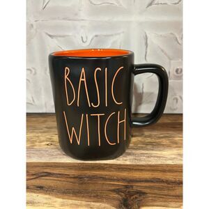 Rae Dunn Basic Witch Mug Black with Orange Interior Halloween Magenta Collection